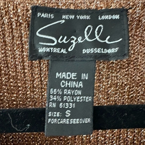 Suzelle Vintage Metallic Bronze Knit Short Sleeve Top - Picture 5 of 9